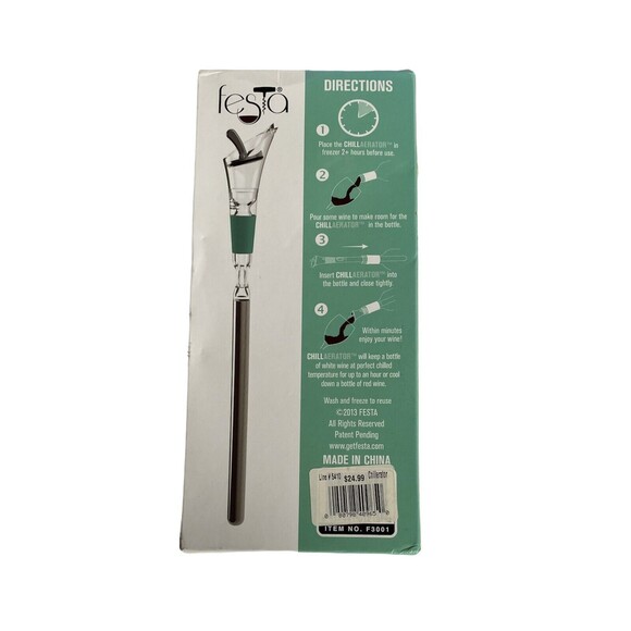 Chillaerator The Wine Chiller That Aerates As You Pour For Red Or White Wines - Picture 2 of 4